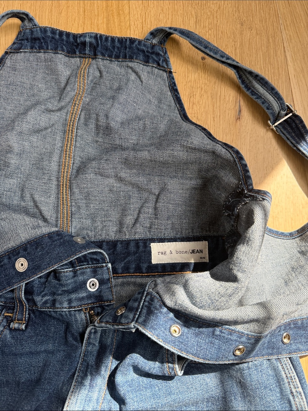 rag & bone Dark Blue Denim Short Overalls - Picture 2 of 4